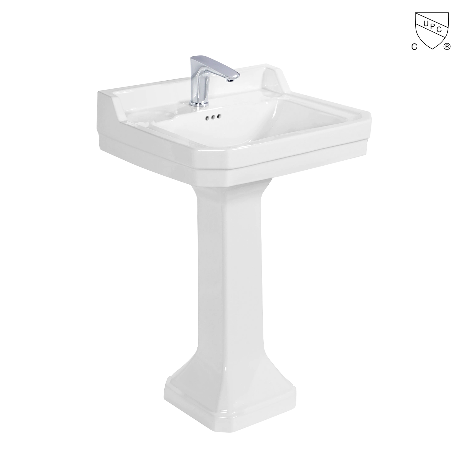 lavatory 60 cm ceramic edwardian basin, cupc bathroom pedestal sink with backsplash, victorian style rectangle porcelain washbasin